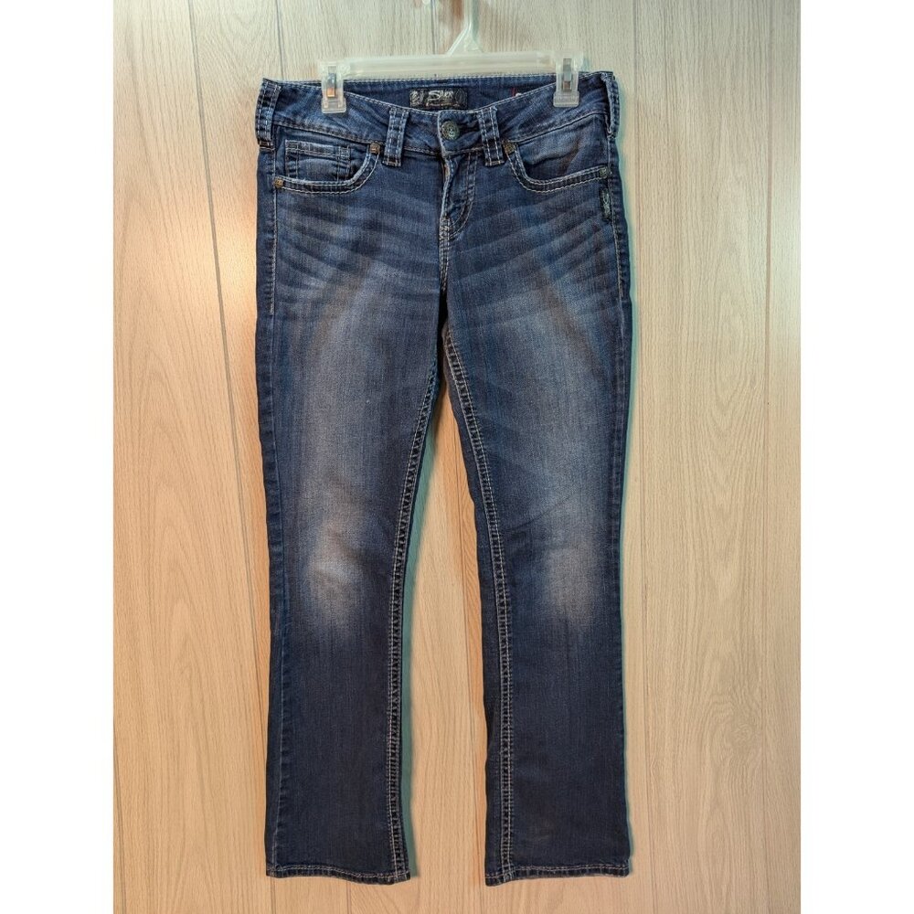 Silver Jeans Women's Size 29/31 Suki Slim Bootcut Dark Blue Super Stretch Denim